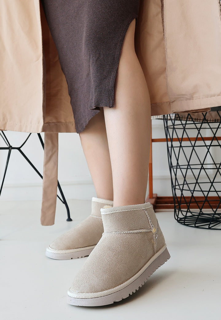 Velora Kadın Bej İçi Kürklü Süet Bot