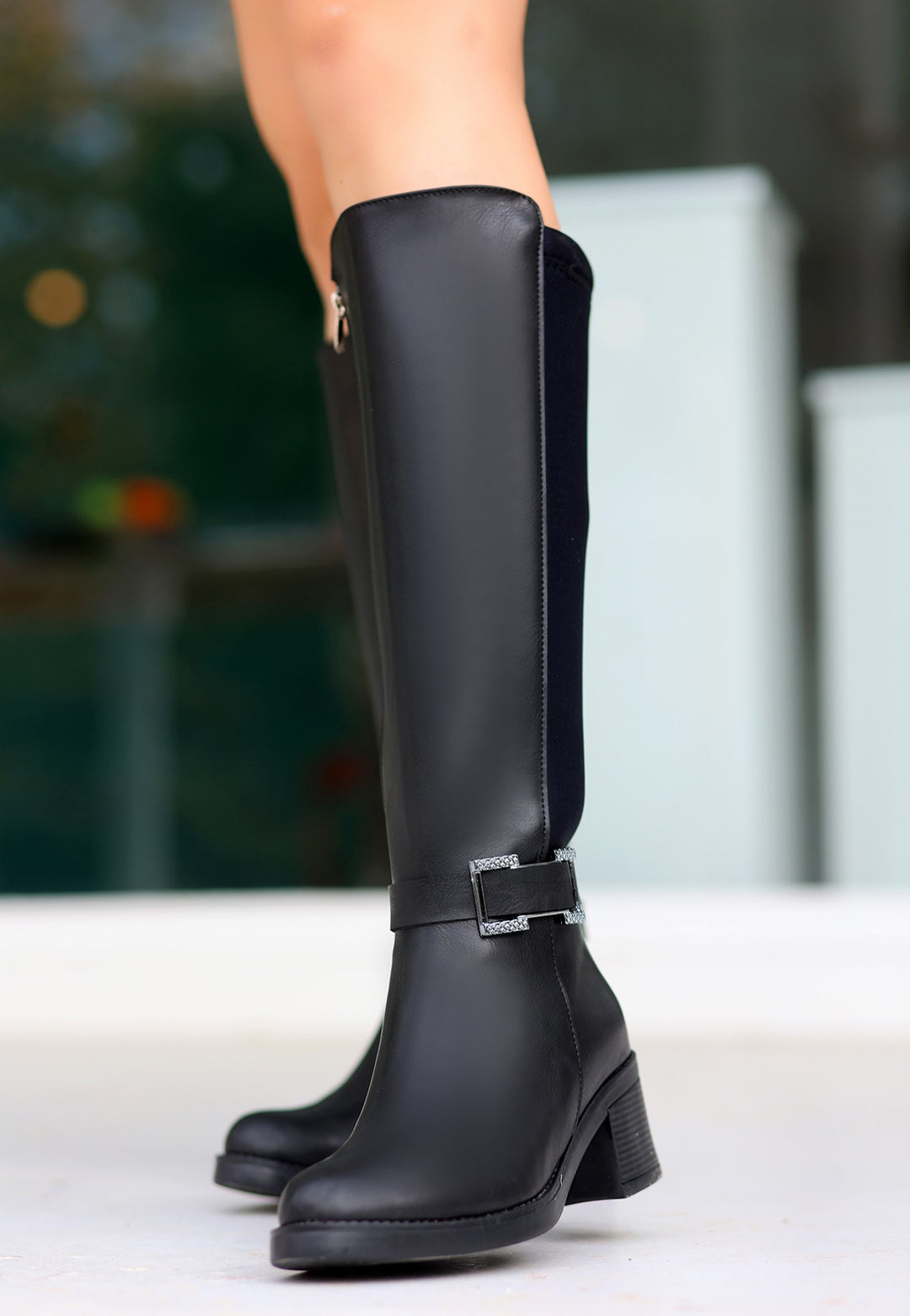Emrat Kadın Siyah Topuklu Streç Çizme