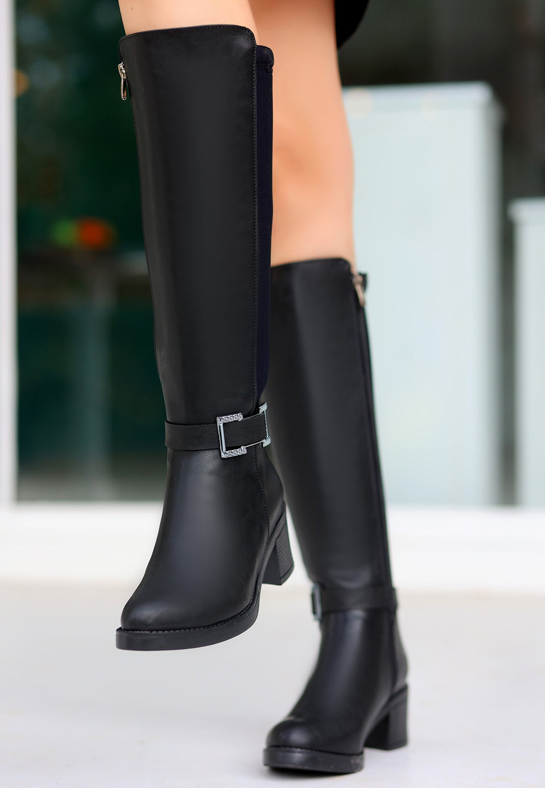 Emrat Kadın Siyah Topuklu Streç Çizme