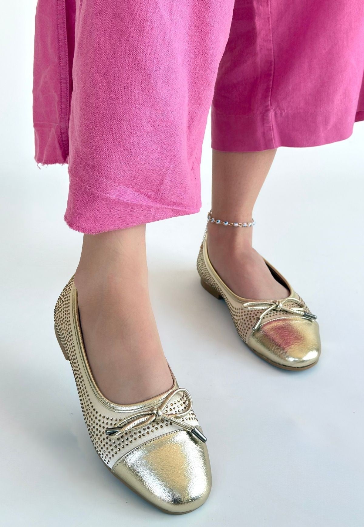 Etya Kadın Gold Fiyonk Detaylı Babet Ayakkabı