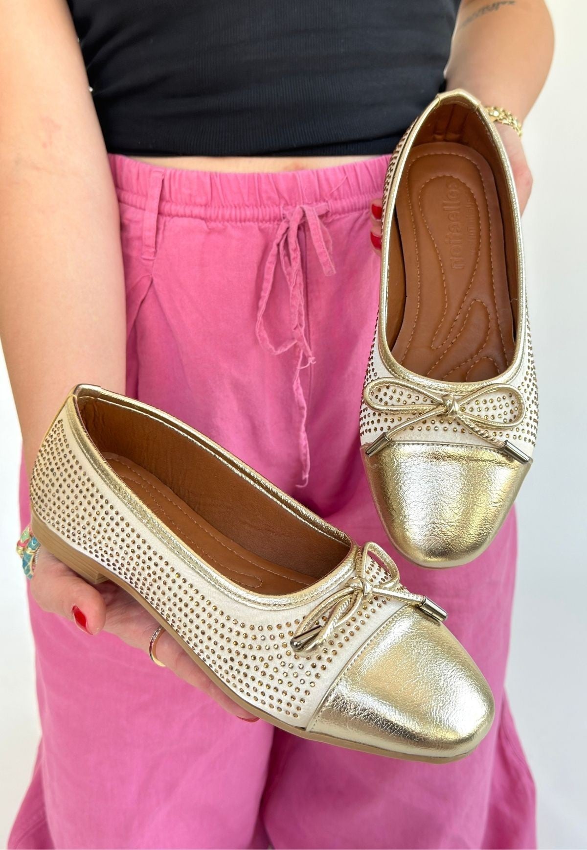 Etya Kadın Gold Fiyonk Detaylı Babet Ayakkabı