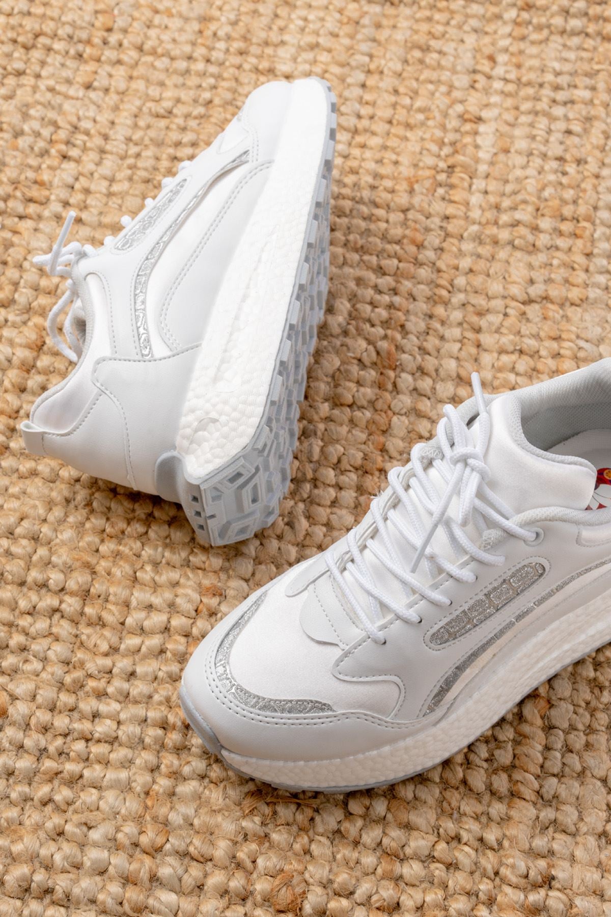 Fensony Kadın Beyaz Saten Spor Ayakkabı