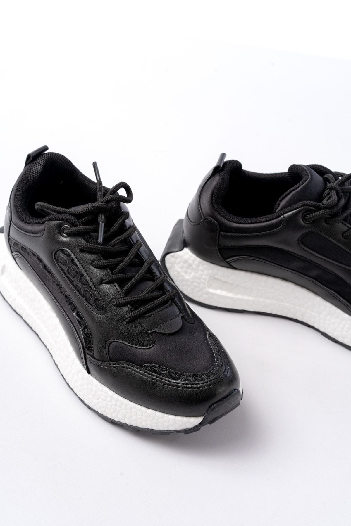 Fensony Kadın Siyah Saten Spor Ayakkabı