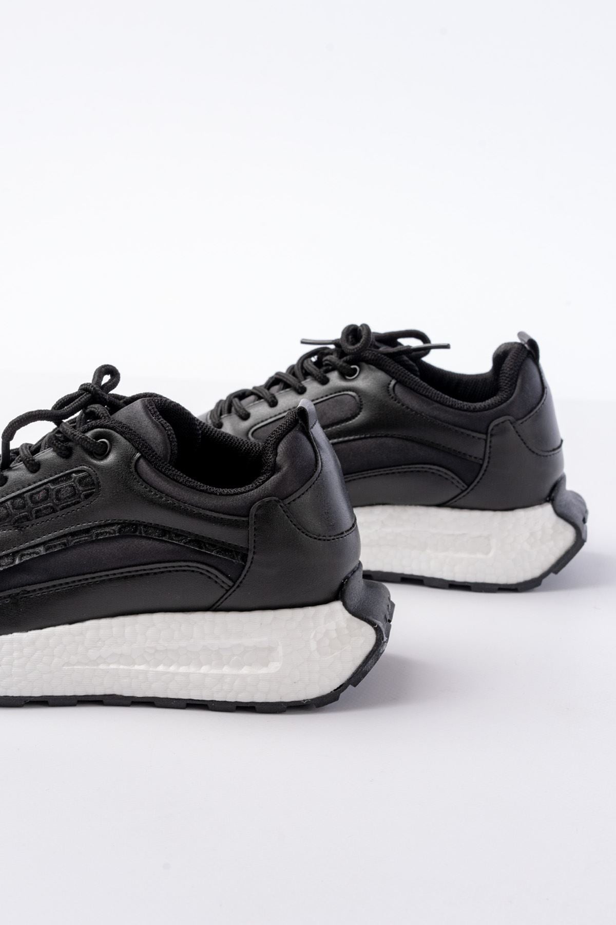 Fensony Kadın Siyah Saten Spor Ayakkabı