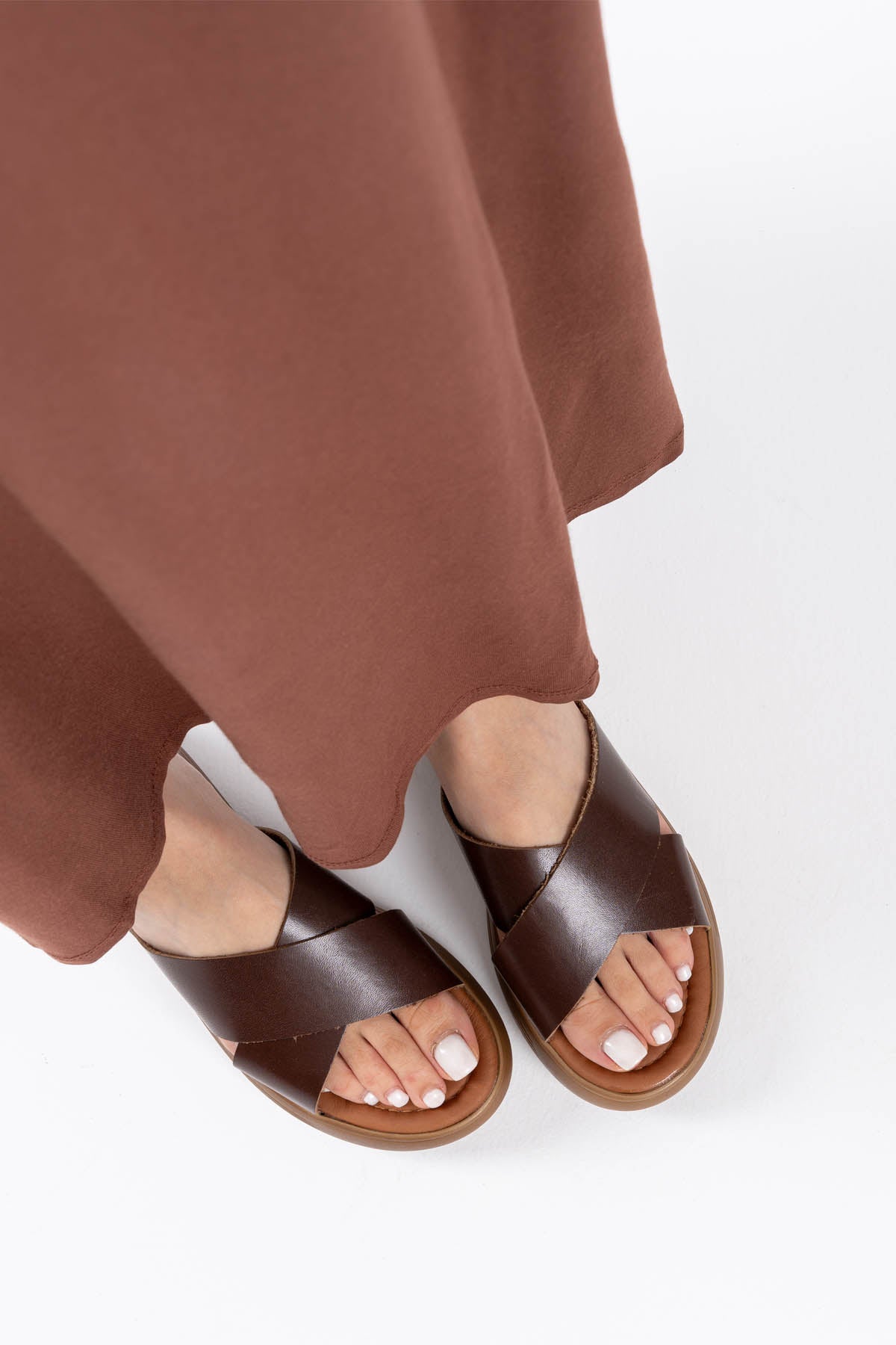 Fayn Kadın Hakiki Deri Acı Kahve Terlik