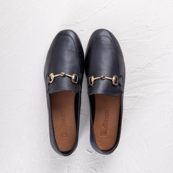 Fertus Tokalı Hakiki Deri Siyah Kadın Loafer Ayakkabı