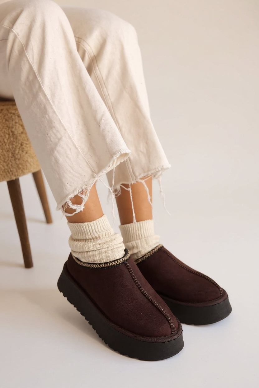 Foyk Kadın Kahverengi İçi Kürklü Süet Bot