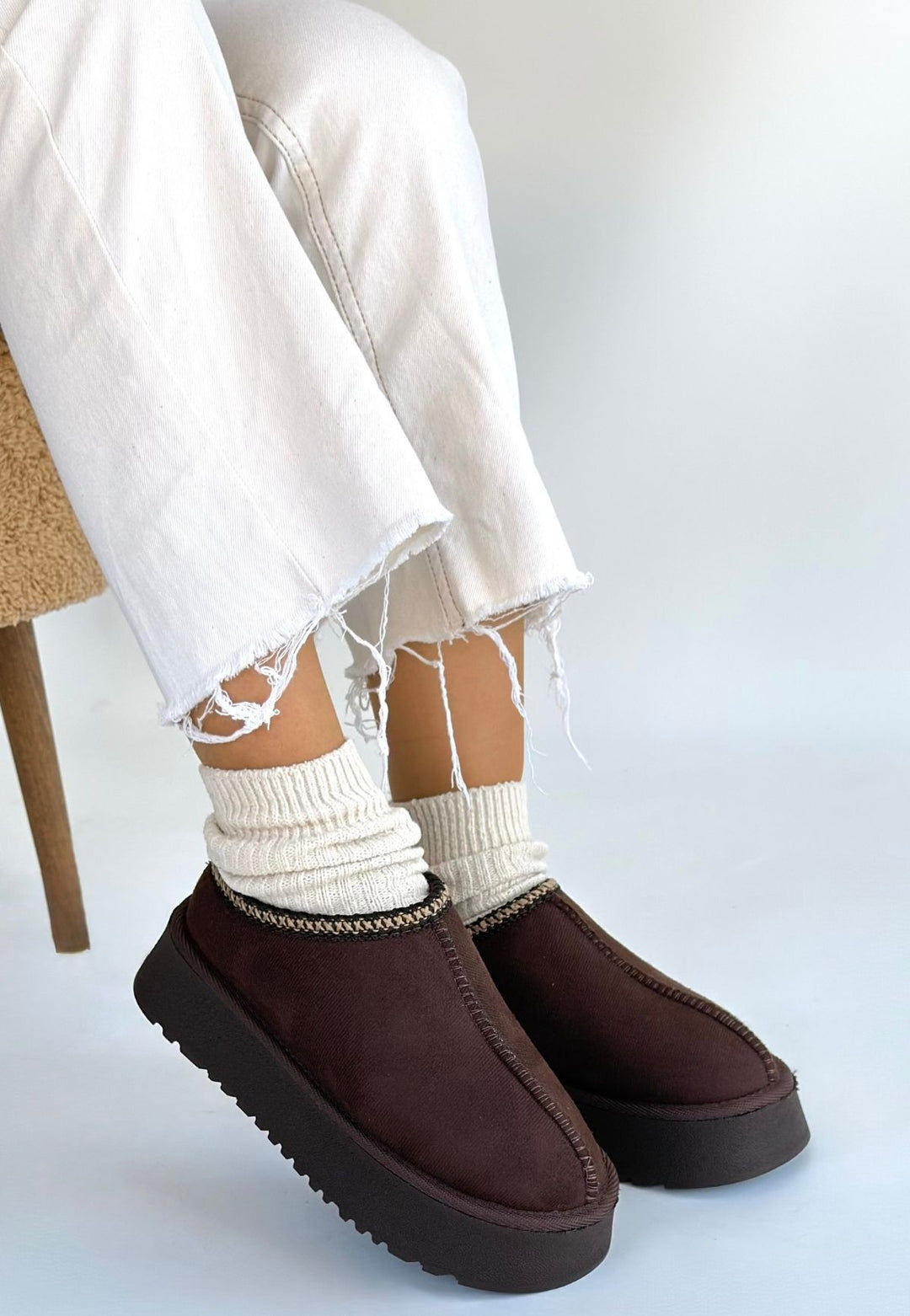 Foyk Kadın Kahverengi İçi Kürklü Süet Bot