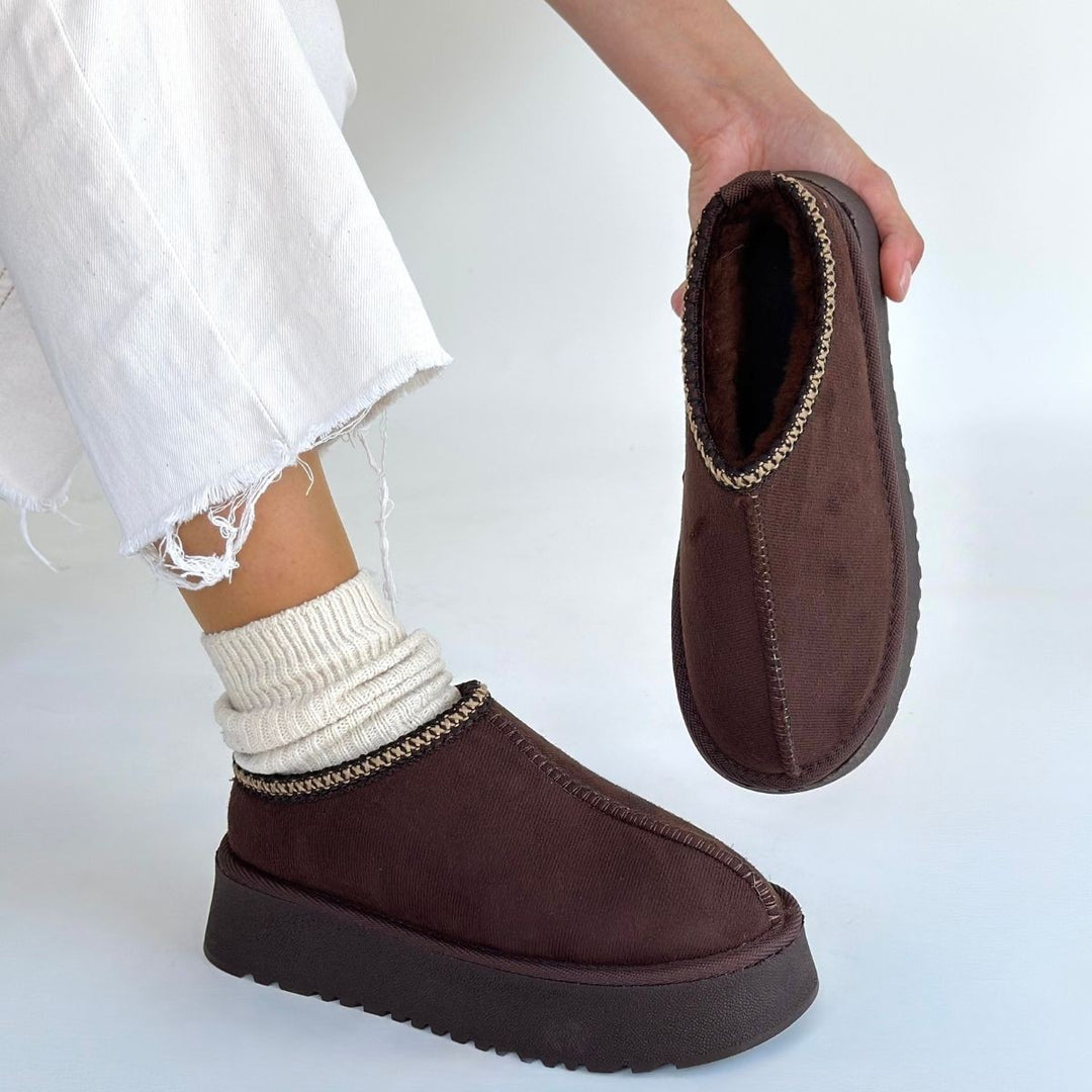 Foyk Kadın Kahverengi İçi Kürklü Süet Bot