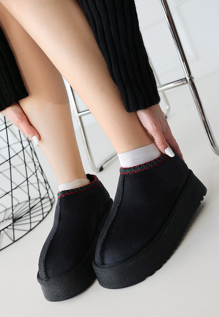 Foyk Kadın Siyah İçi Kürklü Süet Bot