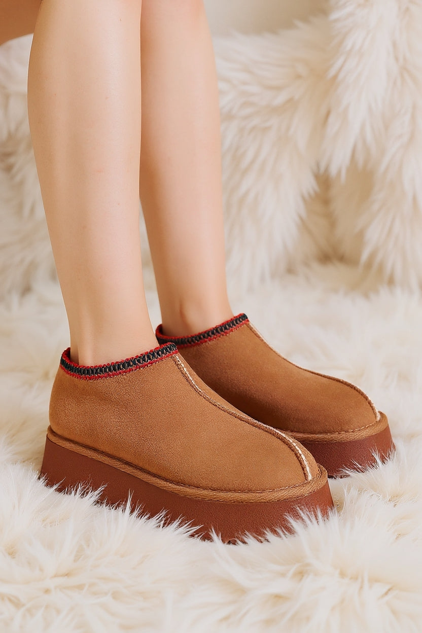 Foyk Kadın Taba İçi Kürklü Süet Bot