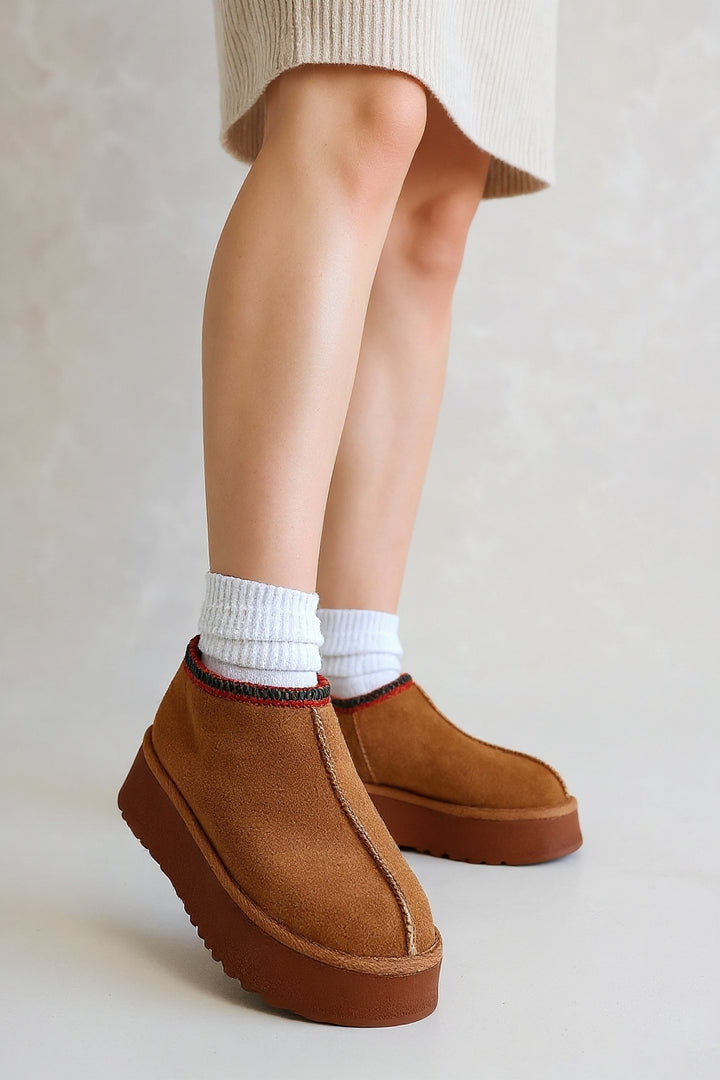 Foyk Kadın Taba İçi Kürklü Süet Bot