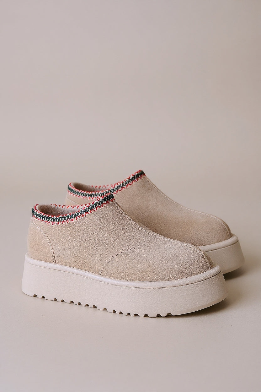 Foyk Kadın Bej İçi Kürklü Süet Bot