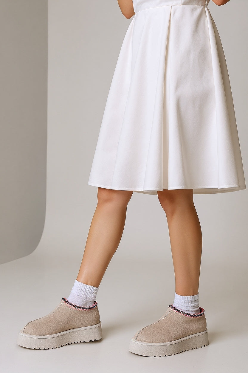 Foyk Kadın Bej İçi Kürklü Süet Bot