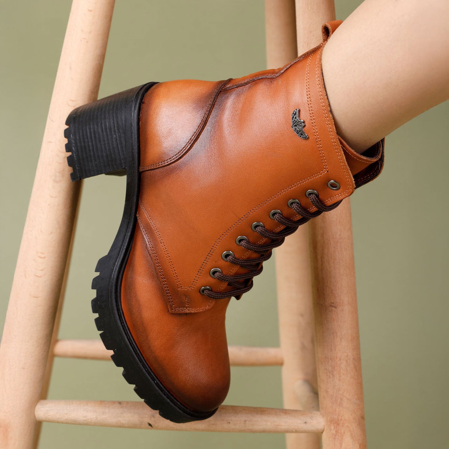 Galsu Kadın Hakiki Deri Taba Kalın Topuklu Bot