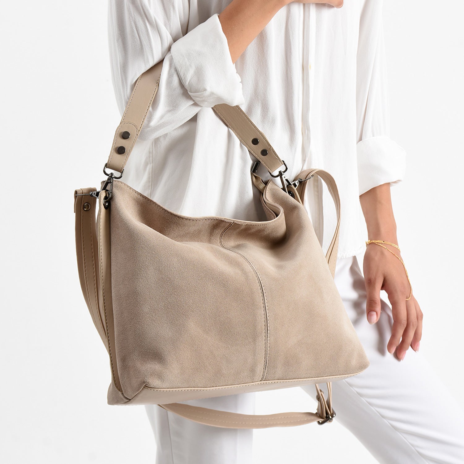 Goes Kadın Hakiki Süet Deri Omuz Çantası