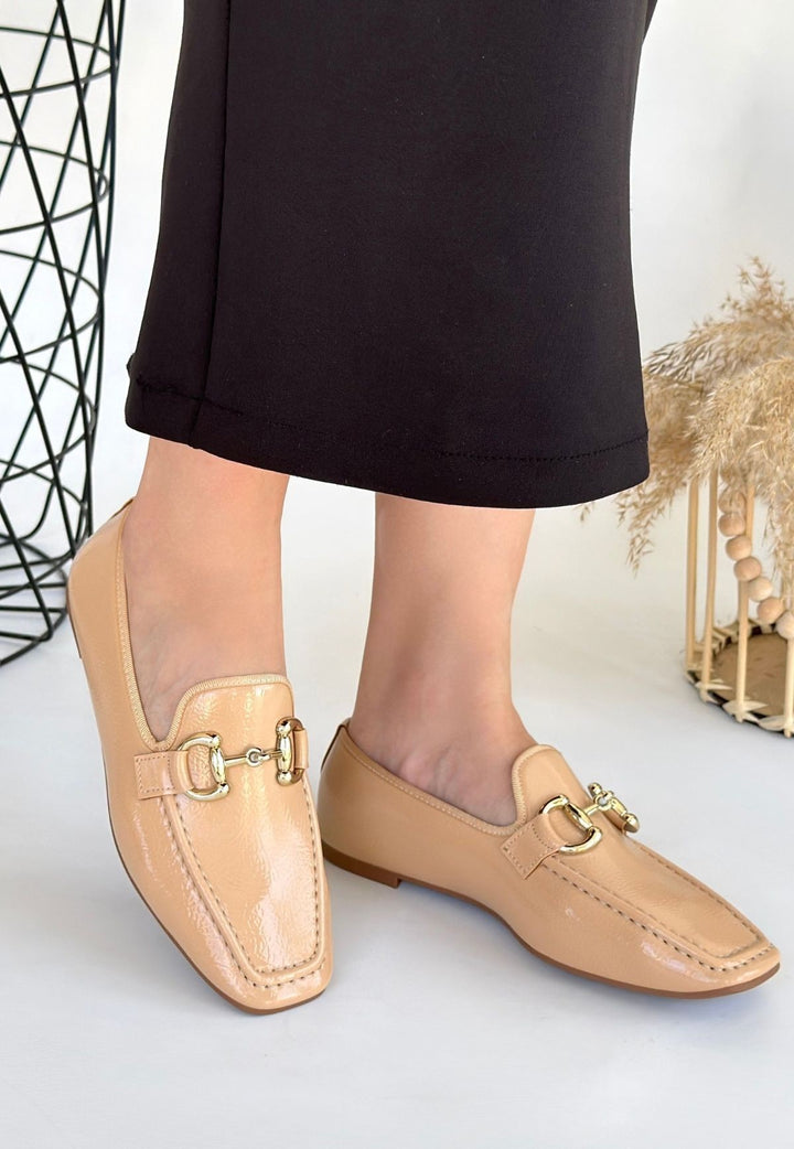 Guart Kadın Nude Rugan Tokalı Babet Ayakkabı