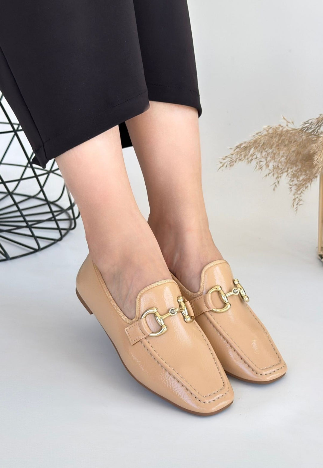 Guart Kadın Nude Rugan Tokalı Babet Ayakkabı