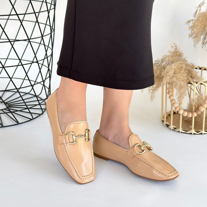 Guart Kadın Nude Rugan Tokalı Babet Ayakkabı