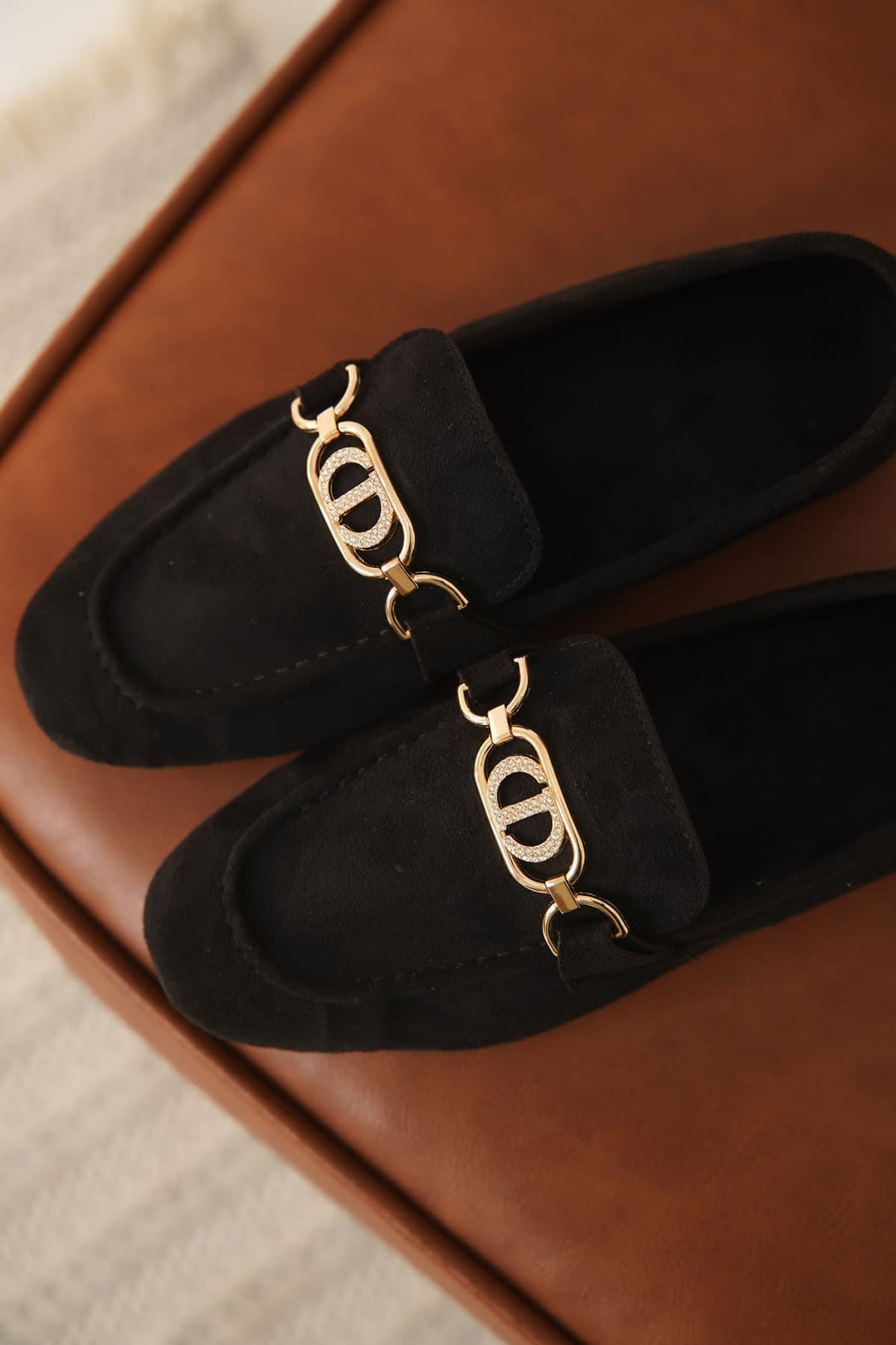 Hera Kadın Tokalı Siyah Süet Loafer Ayakkabı