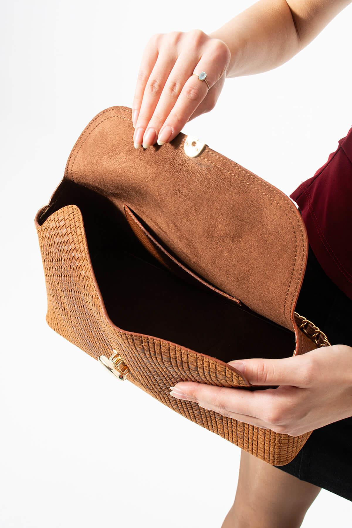 HERAYA Hakiki Süet Deri Kadın Omuz Çantası