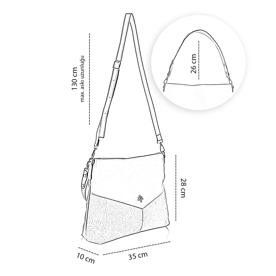 Hervey Kadın Hakiki Süet Omuz Çantası ve Ayarlanabilir Askılı Çapraz Çanta