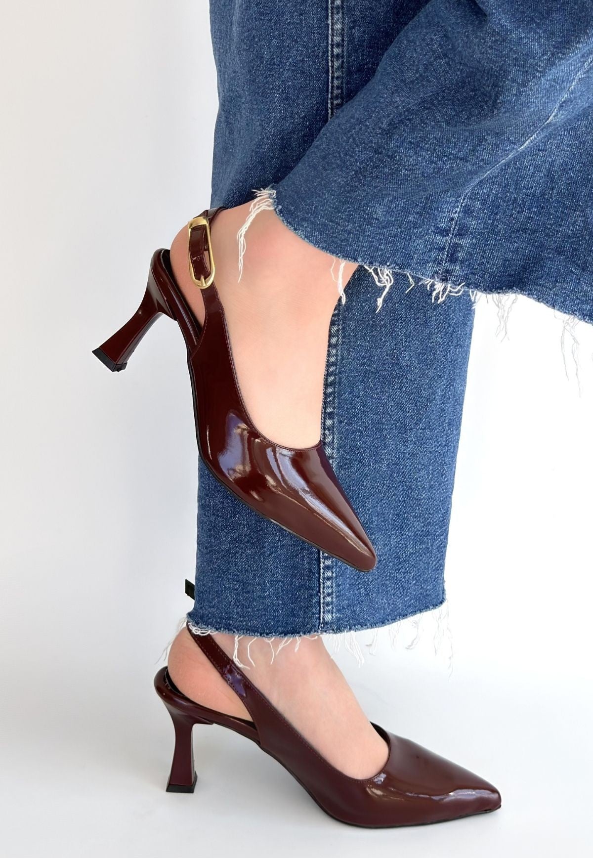 Hies Kadın Bordo Rugan Topuklu Ayakkabı