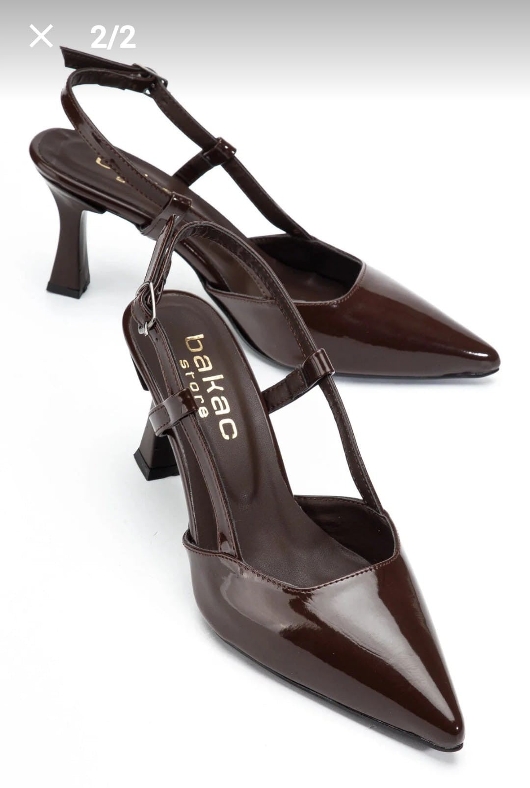 Hoost Kadın Kahverengi Rugan Sivri Burun Topuklu Ayakkabı