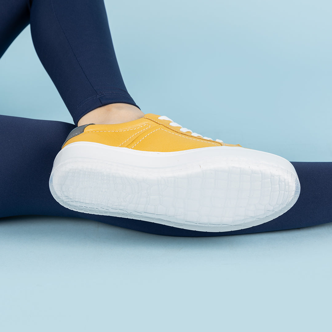 İkone Kadın Hakiki Deri Sarı Spor Ayakkabı