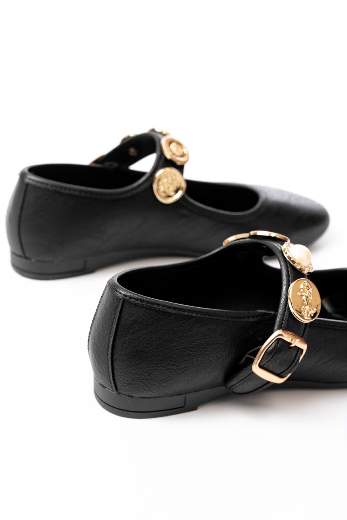 Gleras Siyah Baret Tokalı Günlük Babet Ayakkabı