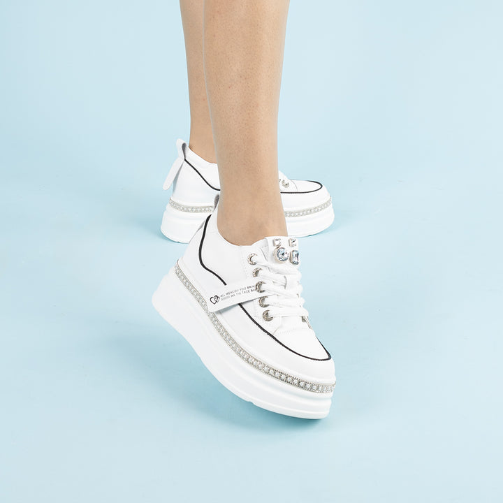 Jayle Kadın Taş Detaylı Beyaz Spor Ayakkabı