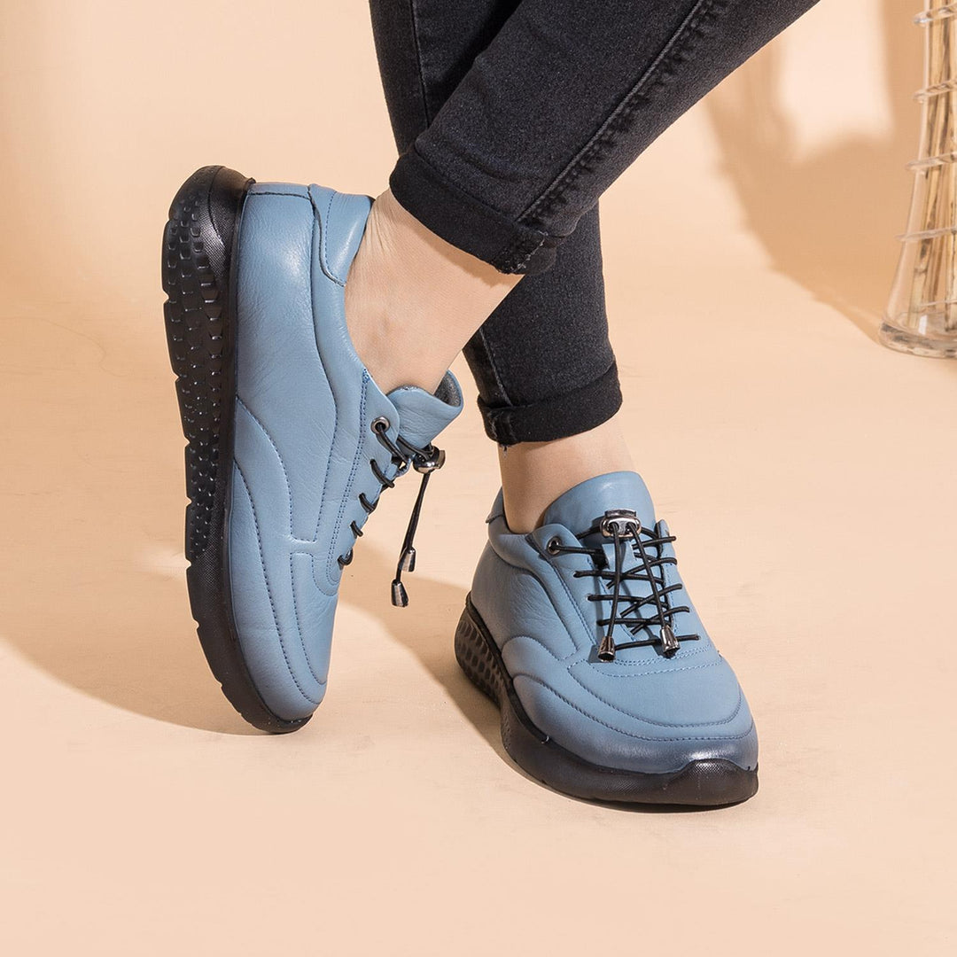 Jesla Kadın Hakiki Deri Kot Mavi Casual Ayakkabı
