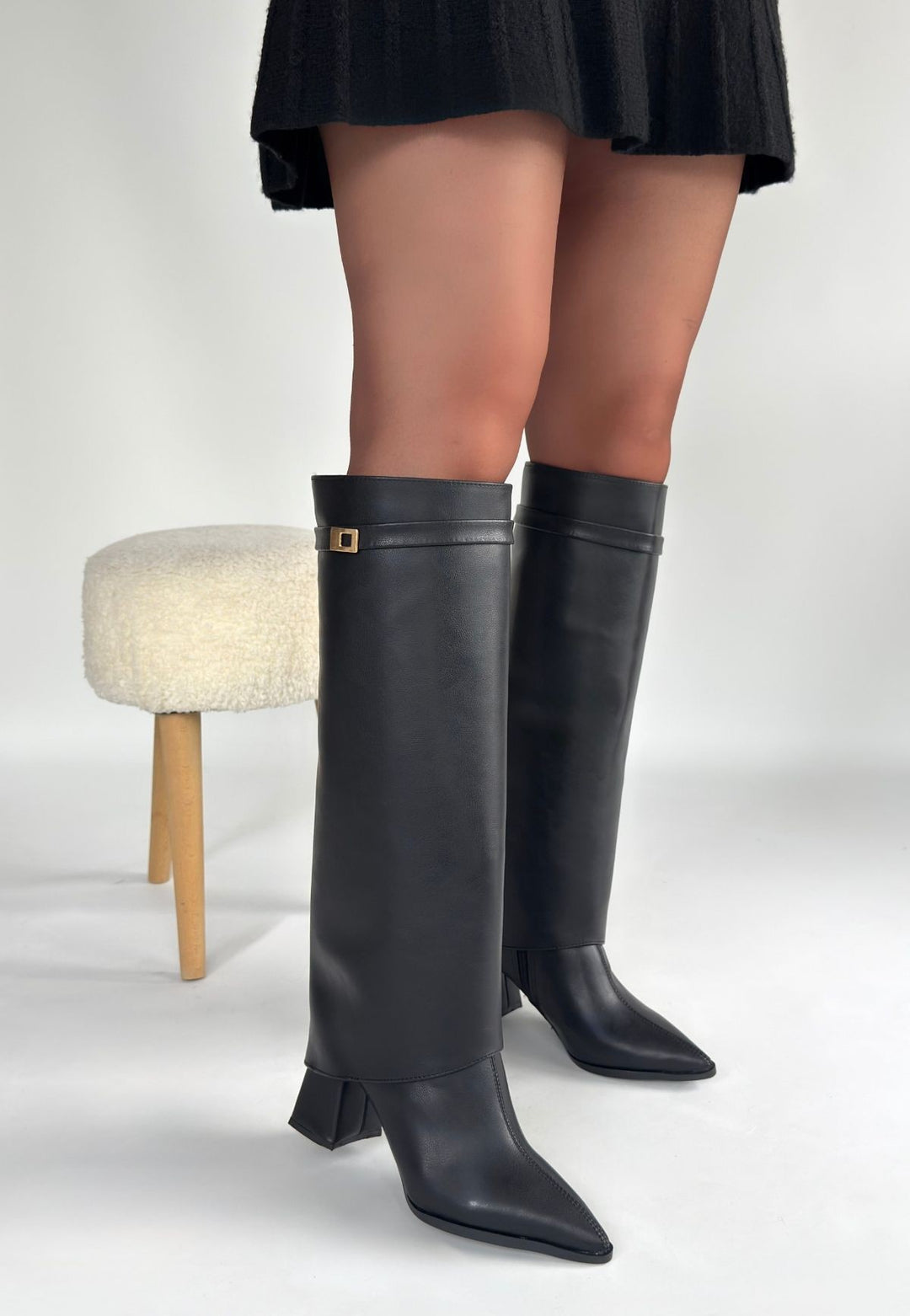 Jike Kadın Siyah Tak Çıkar Topuklu Çizme