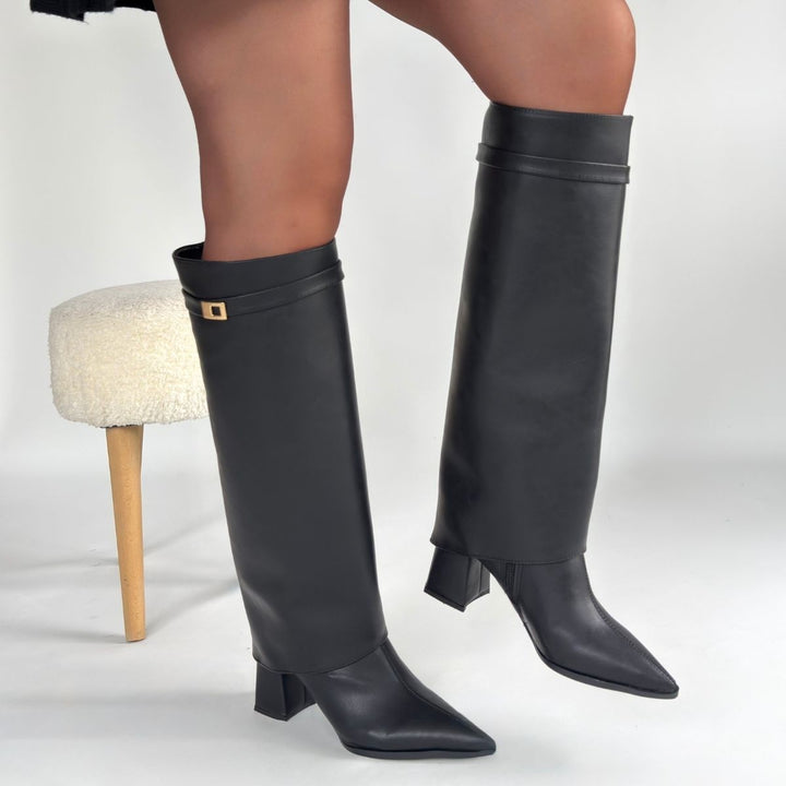 Jike Kadın Siyah Tak Çıkar Topuklu Çizme