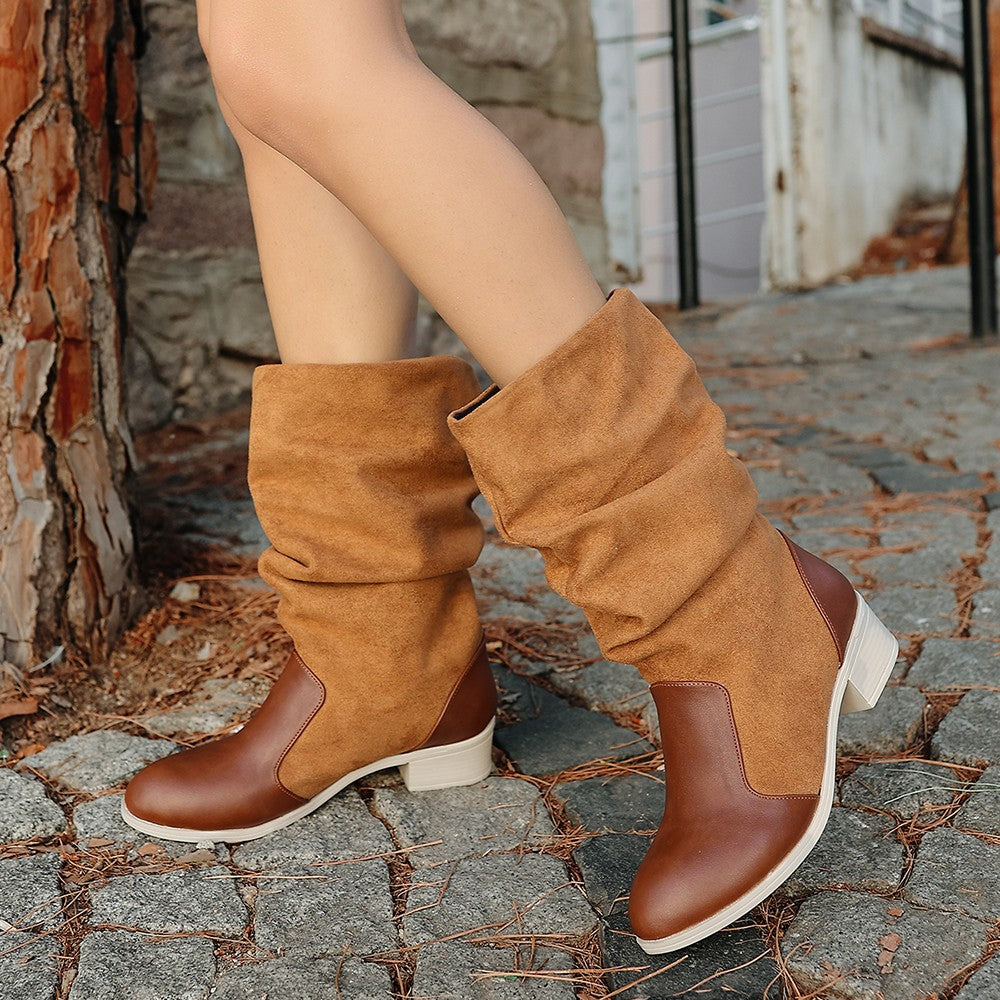 Jolin Kadın Taba Süet Detaylı Körüklü Çizme