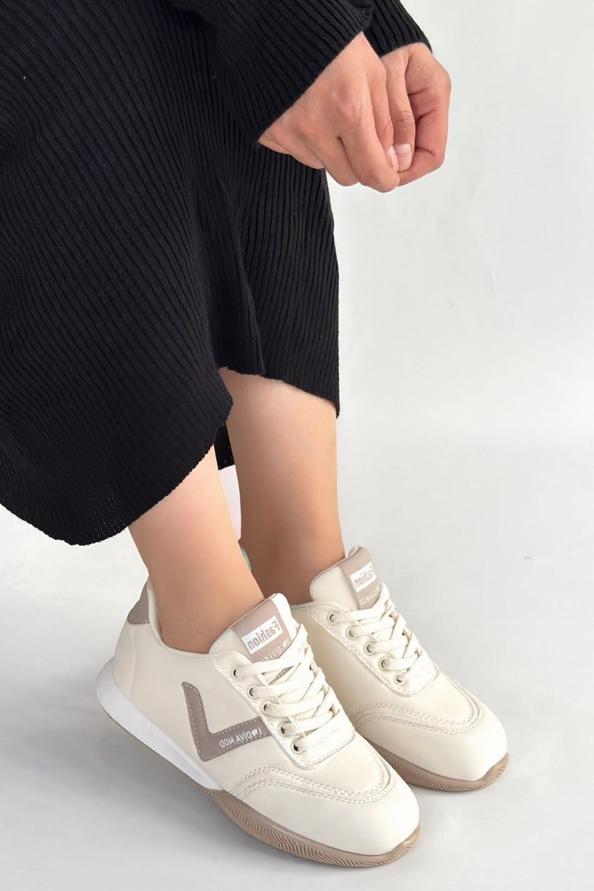 Jowen Kadın Bej Bağcıklı Spor Ayakkabı