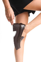 Bannes Kahve Kırışık Rugan Yüksek Tabanlı Loafer Ayakkabı