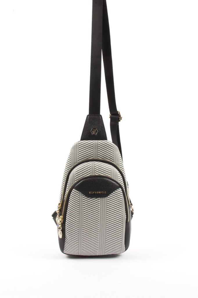 Silver & Polo Siyah Beyaz-Siyah SP959 Kadın Bel Çantası