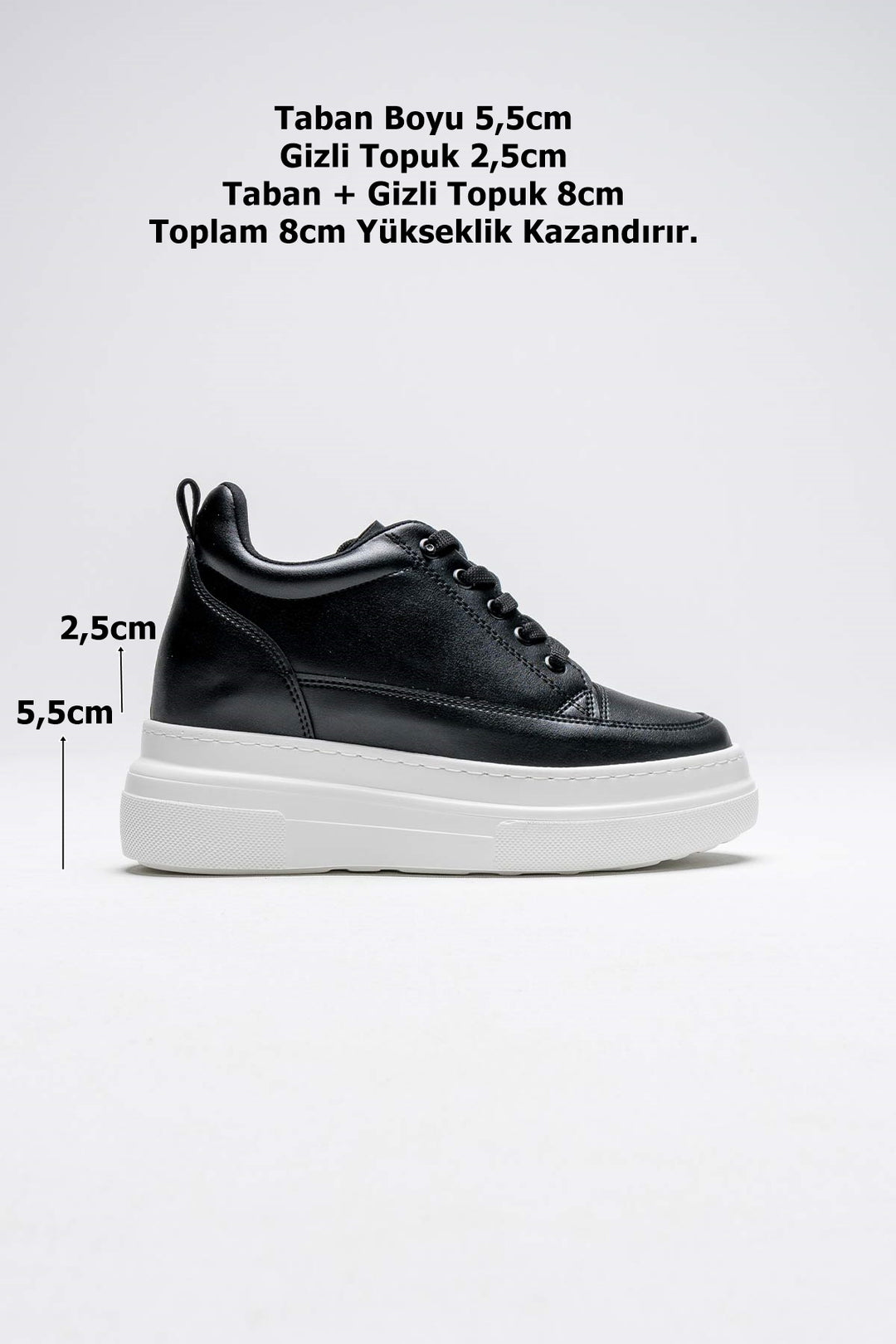 Helnes Kadın Siyah Beyaz Gizli Topuk Spor Ayakkabı