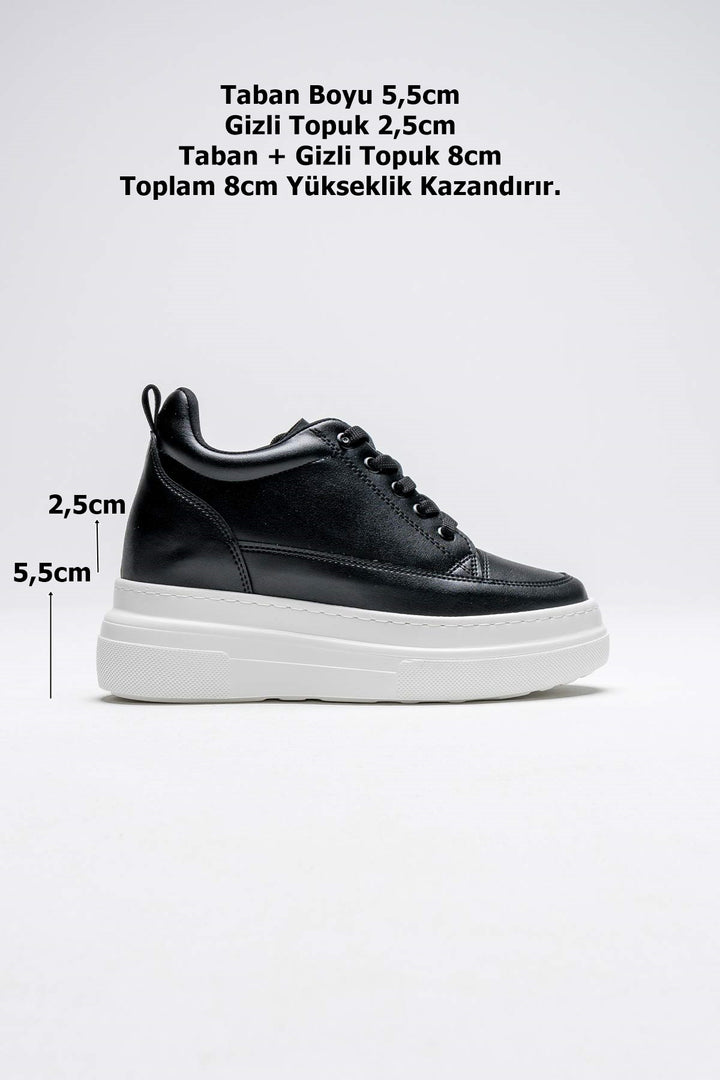 Helnes Kadın Siyah Beyaz Gizli Topuk Spor Ayakkabı