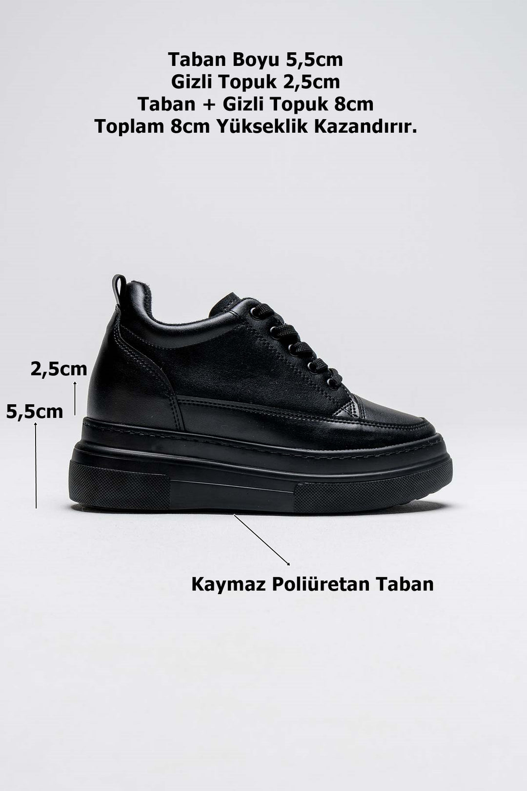 Helnes Kadın Siyah Gizli Topuk Spor Ayakkabı