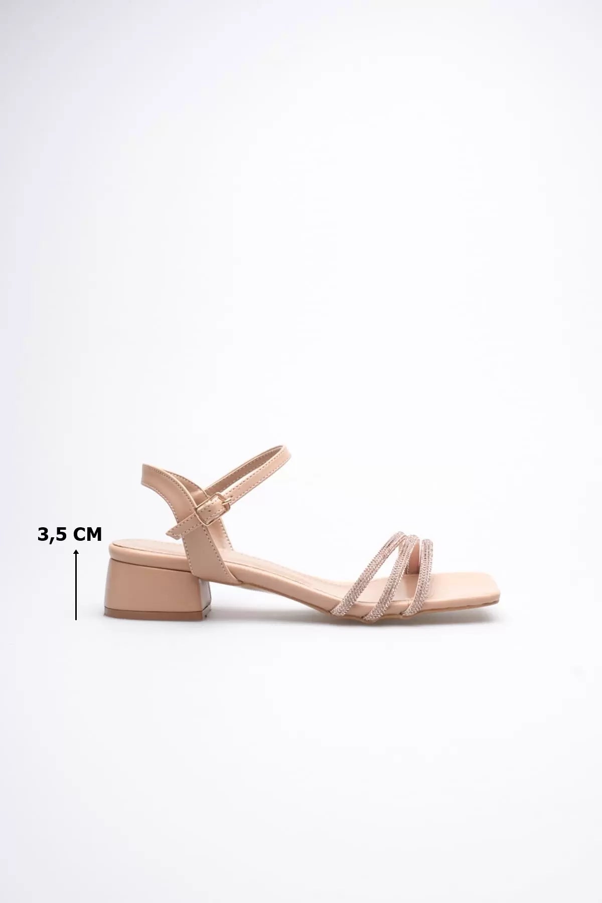 Belisse Kadın Nude Taş Detaylı Kalın Topuklu Şık Sandalet