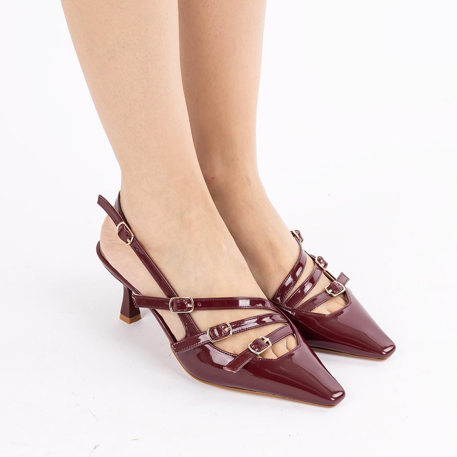 Kanade Kadın Rugan Bordo Topuklu Ayakkabı