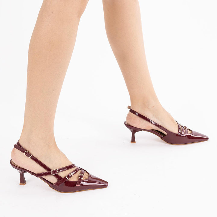 Kanade Kadın Rugan Bordo Topuklu Ayakkabı