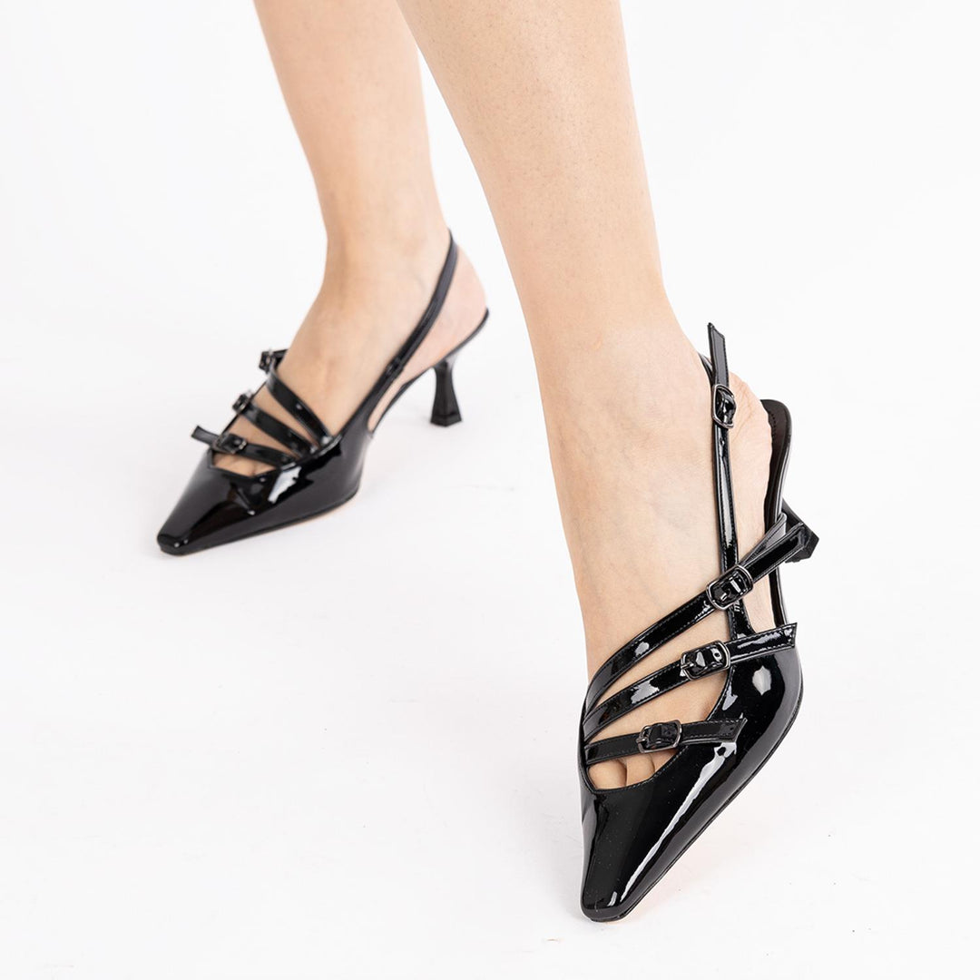 Kanade Kadın Rugan Siyah Topuklu Ayakkabı