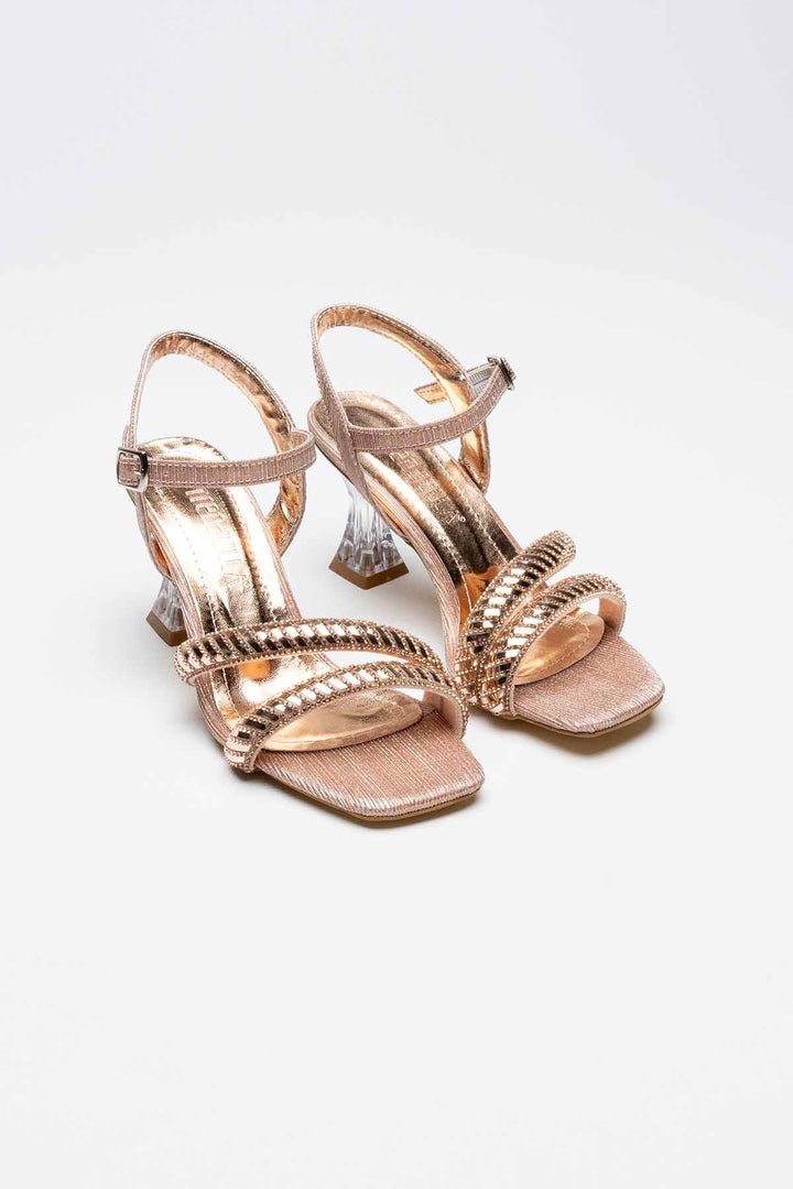 Kendy Rose Gold Taşlı Kadın Topuklu Abiye Ayakkabı