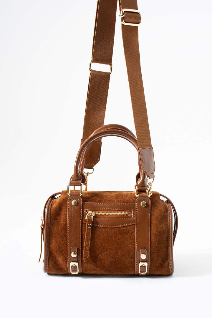 KORALIA Kadın Hakiki Süet Deri El Çantası