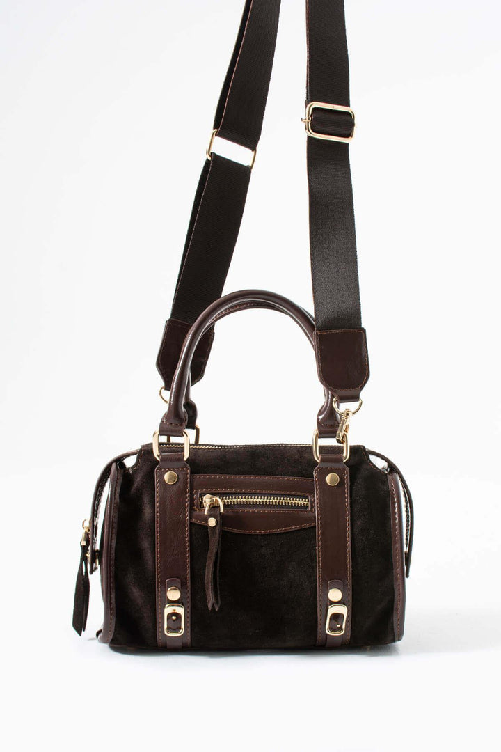 KORALIA Kadın Hakiki Süet Deri El Çantası