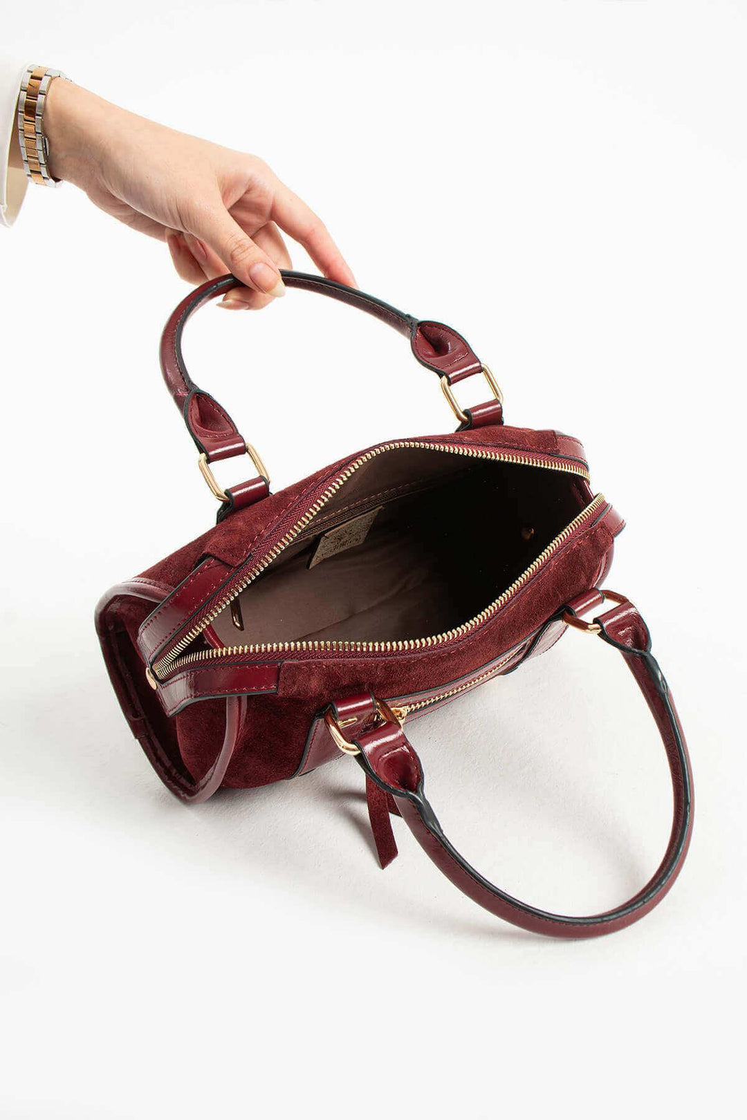 KORALIA Kadın Hakiki Süet Deri El Çantası