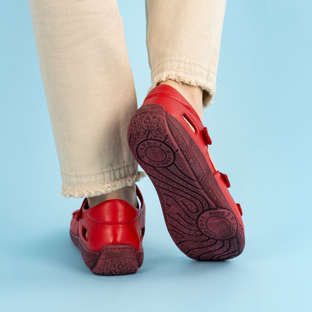 Lances Kadın Hakiki Deri Kırmızı Sandalet